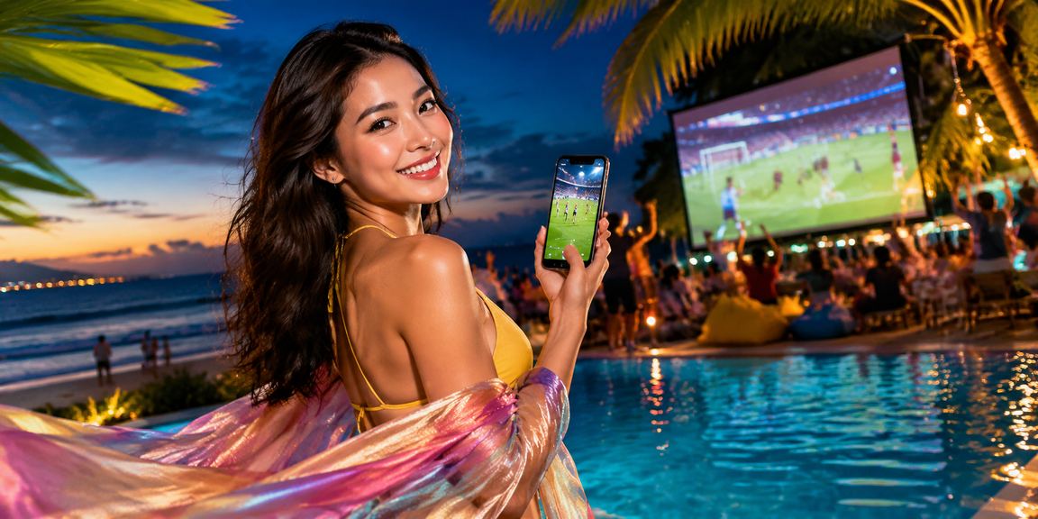 Người dùng tại Vũng Tàu xem kèo bóng đá trực tuyến trên bãi biển